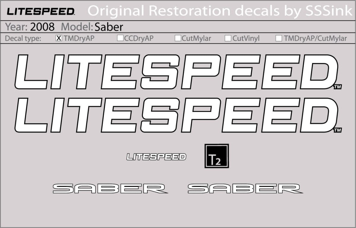 Titanium 2008 Saber Decal Set - Litespeed Bicycles
