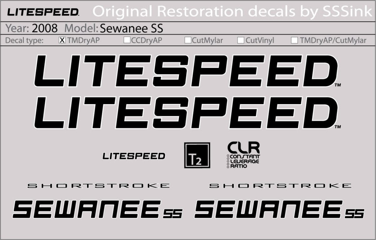 Titanium 2008 Sewanee SS Decal Set - Litespeed Bicycles