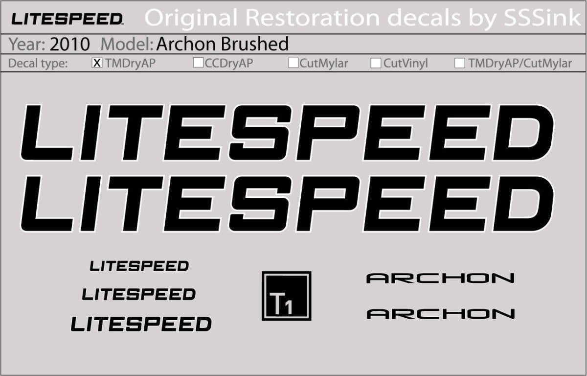 Titanium 2010 ARCHON DECALS - Litespeed Bicycles