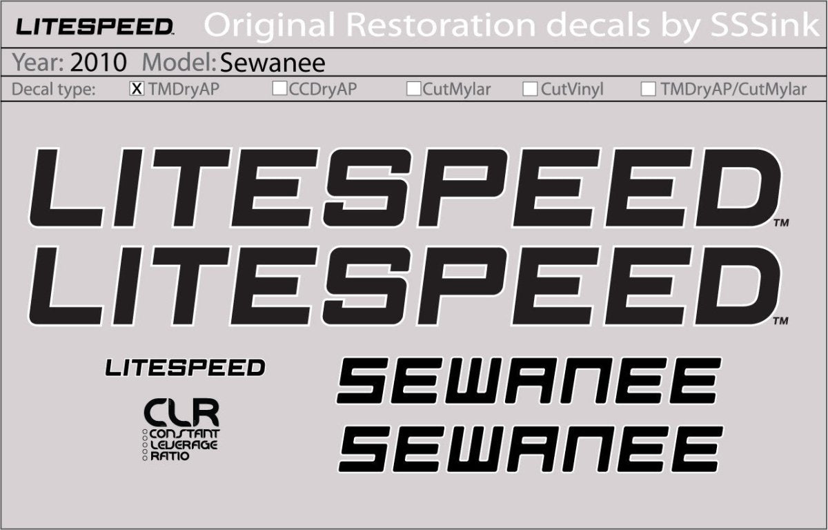 Titanium 2010 SEWANEE DECALS - Litespeed Bicycles