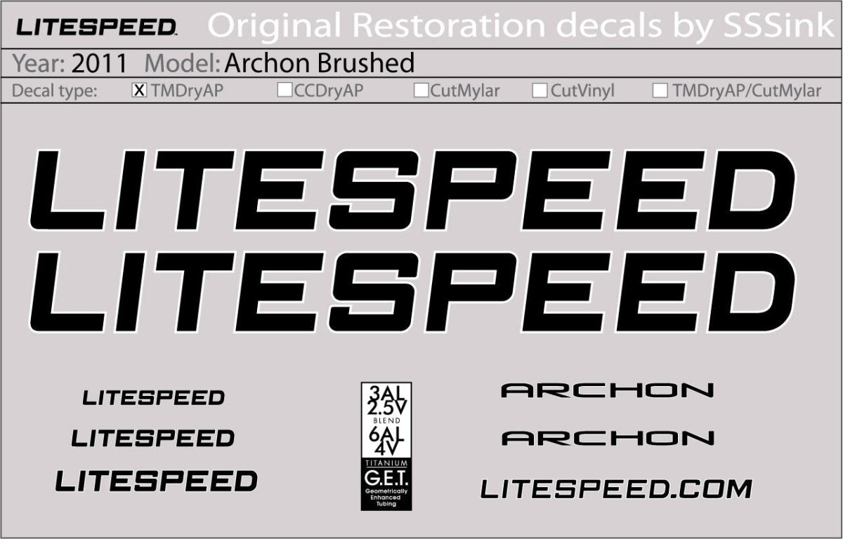 Titanium 2011 ARCHON DECALS - Litespeed Bicycles