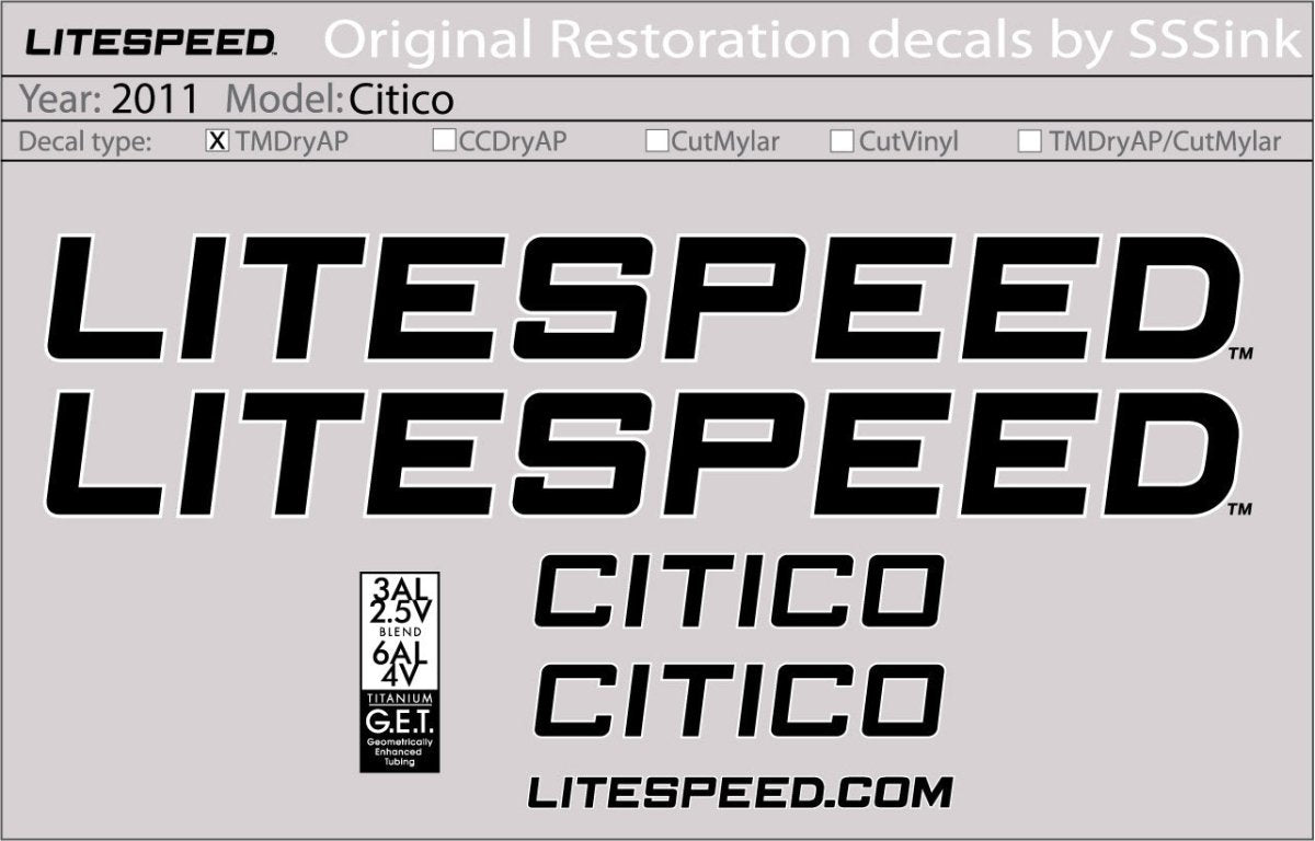 Titanium 2011 CITICO DECALS - Litespeed Bicycles