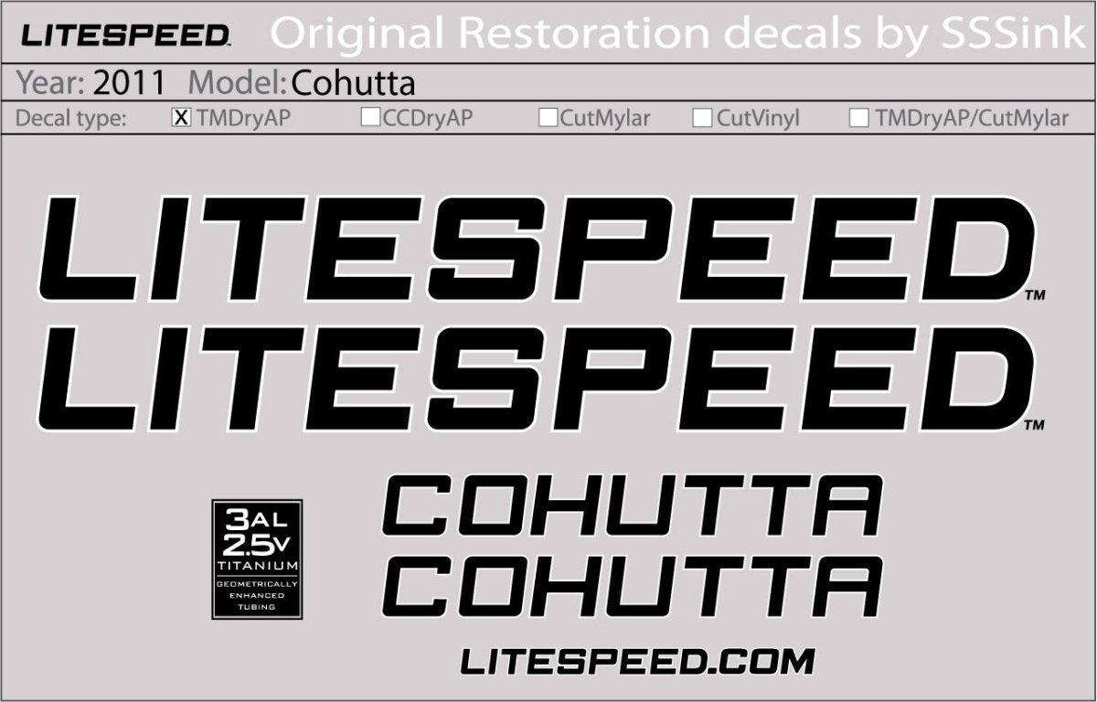Titanium 2011 COHUTTA DECALS - Litespeed Bicycles
