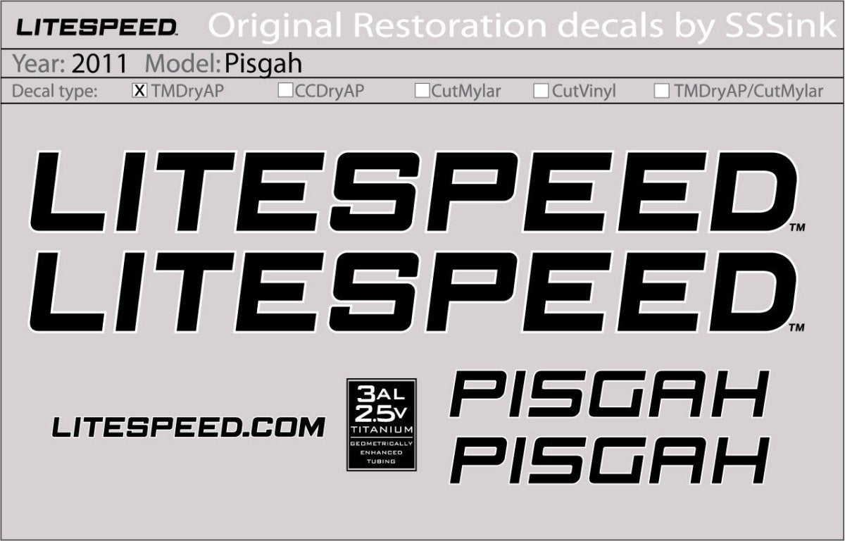 Titanium 2011 PISGAH DECALS - Litespeed Bicycles