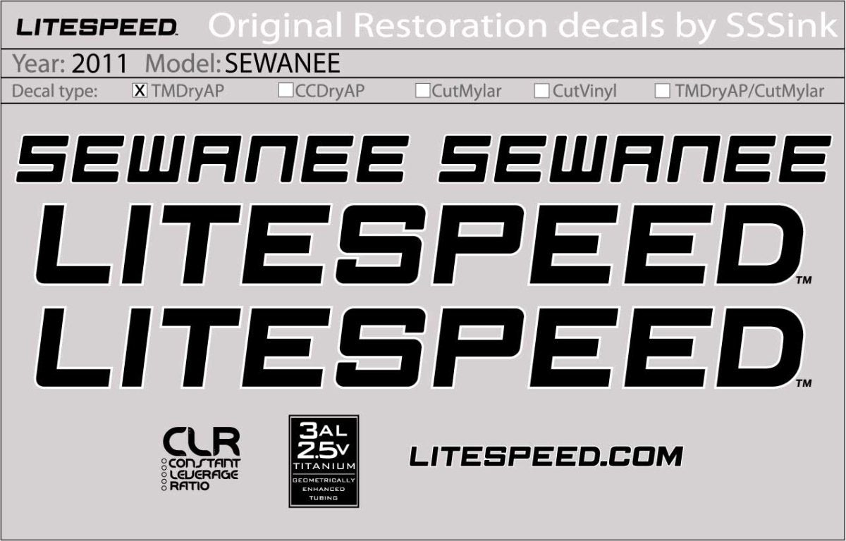 Titanium 2011 SEWANEE DECALS - Litespeed Bicycles