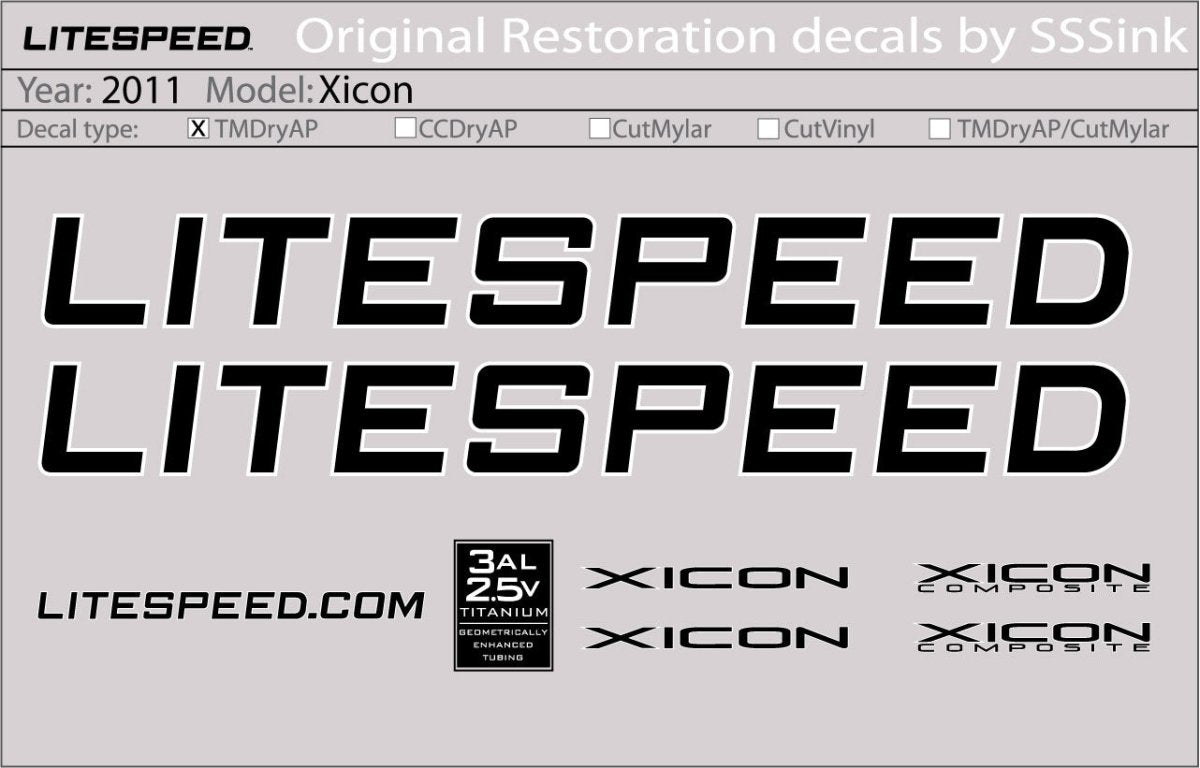 Titanium 2011 XICON DECALS - Litespeed Bicycles