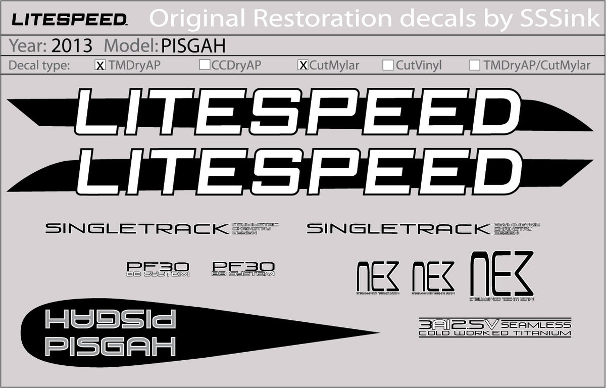 2013 PISGAH DECAL SET