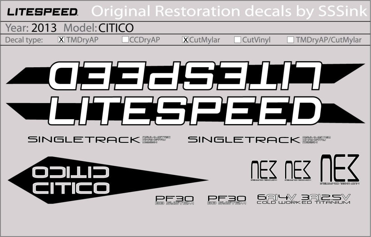 Titanium 2013 CITIGO DECAL SET - Litespeed Bicycles