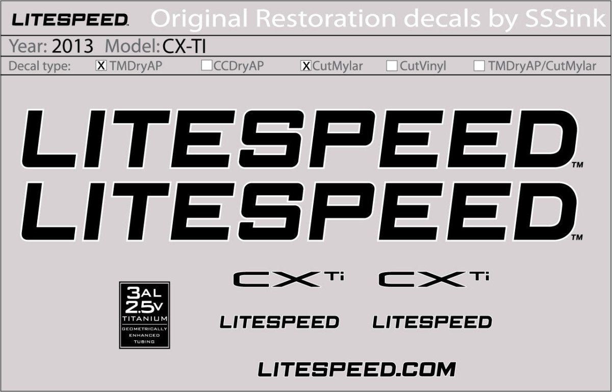Titanium 2013 CX - TI DECAL SET - Litespeed Bicycles