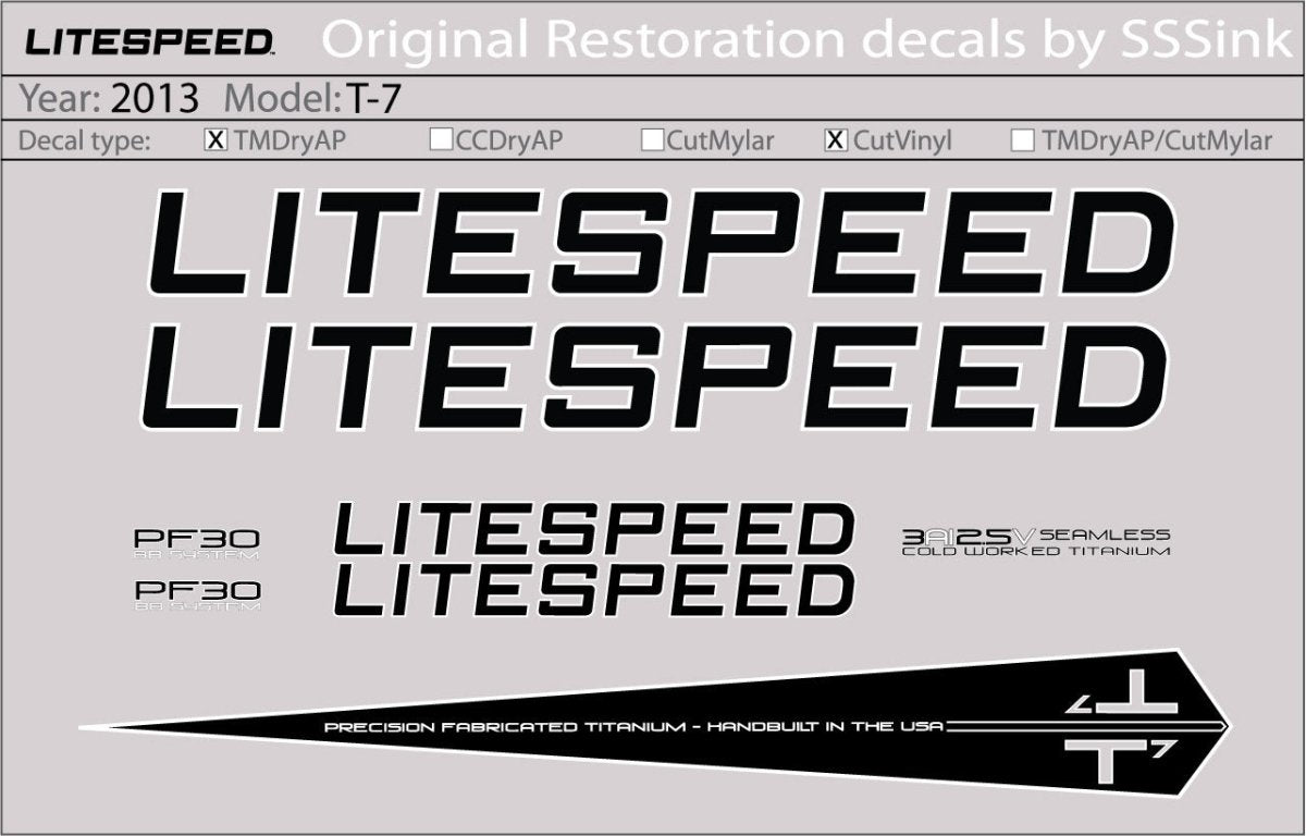 Titanium 2013 T7 DECAL SET - Litespeed Bicycles