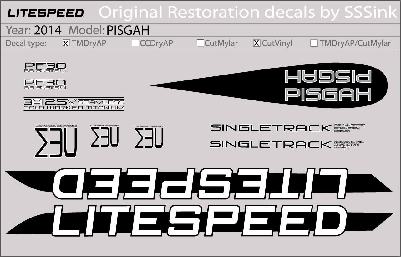 2014 PISGAH DECAL SET