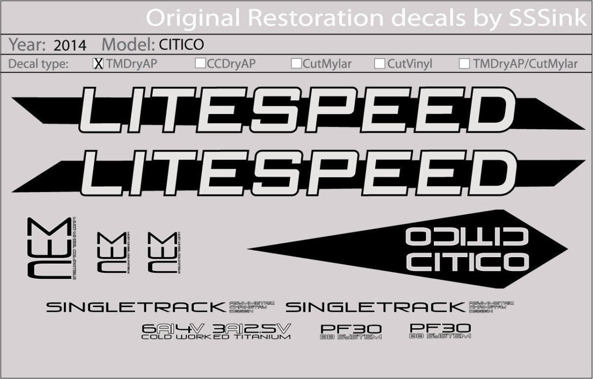 Titanium 2014 CITICO DECAL SET - Litespeed Bicycles