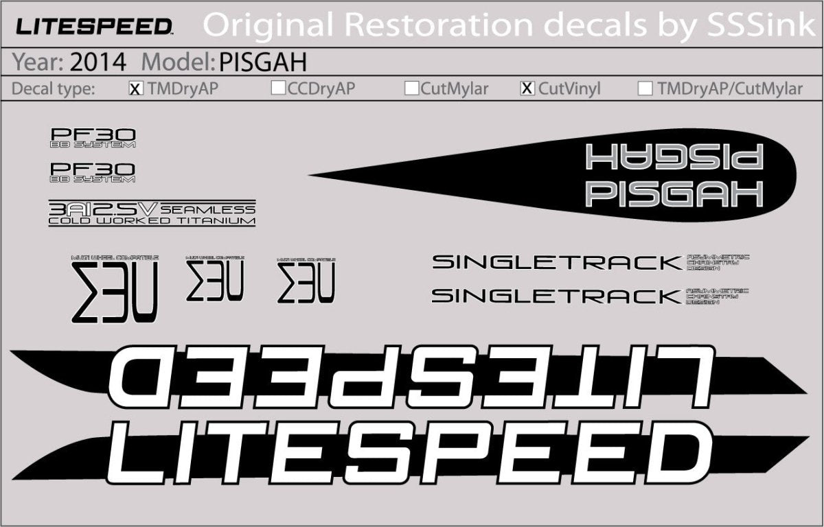 Titanium 2014 PISGAH DECAL SET - Litespeed Bicycles