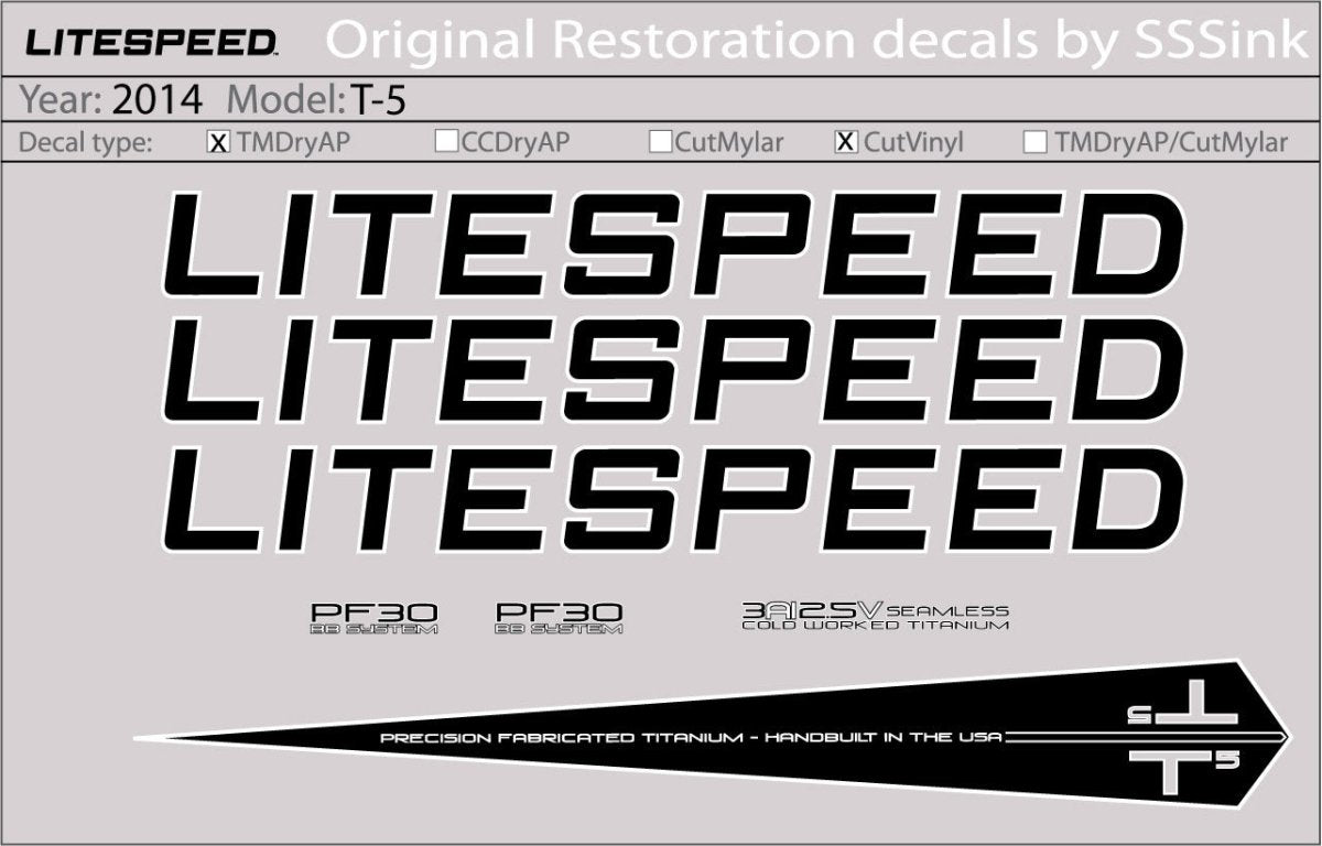Titanium 2014 T5 DECAL SET - Litespeed Bicycles
