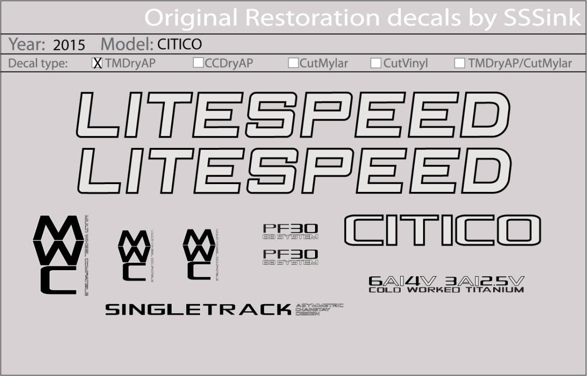 Titanium 2015 CITICO DECAL SET - Litespeed Bicycles