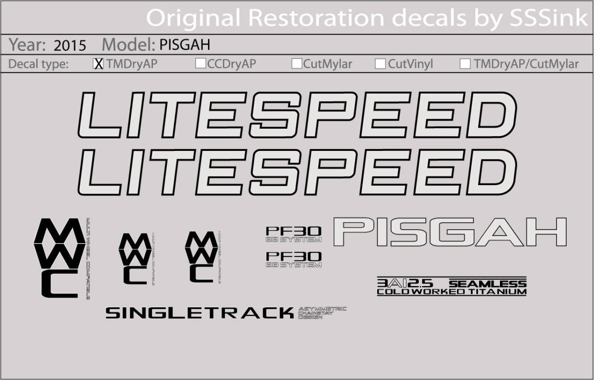 Titanium 2015 PISGAH DECAL SET - Litespeed Bicycles