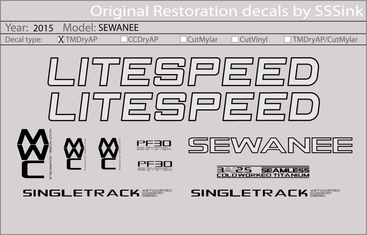 Titanium 2015 SEWANEE DECAL SET - Litespeed Bicycles