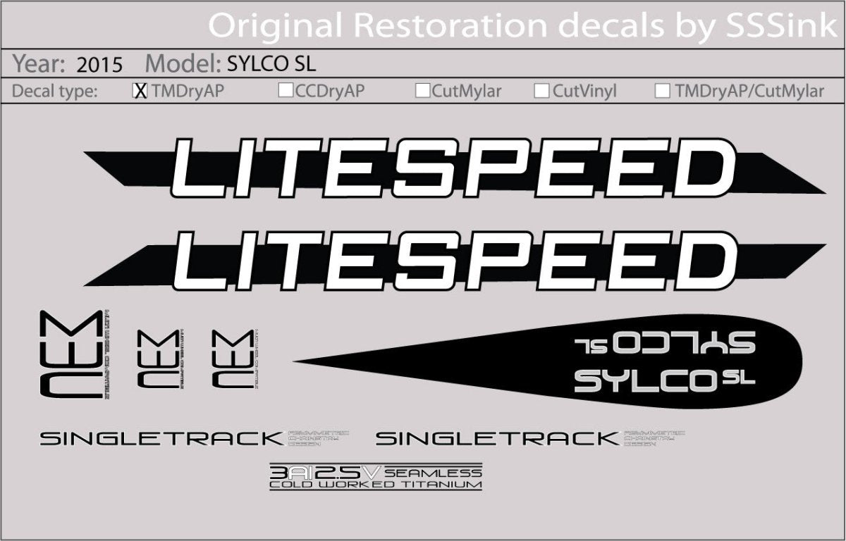 Titanium 2015 SYLCO SL DECAL SET - Litespeed Bicycles