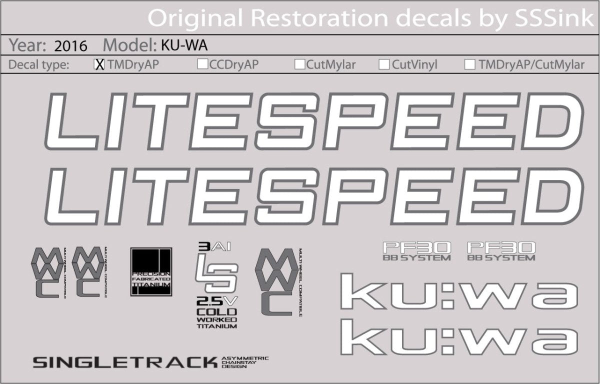 Titanium 2016 KU - WA DECAL SET - Litespeed Bicycles