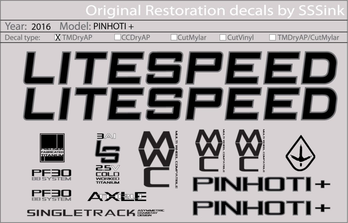 Titanium 2016 PINHOTI + DECAL SET - Litespeed Bicycles