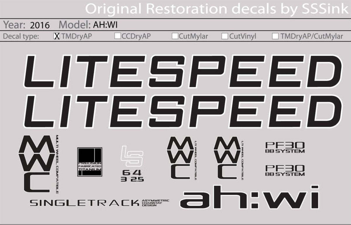 Titanium 2016 AH - WI DECAL SET - Litespeed Bicycles