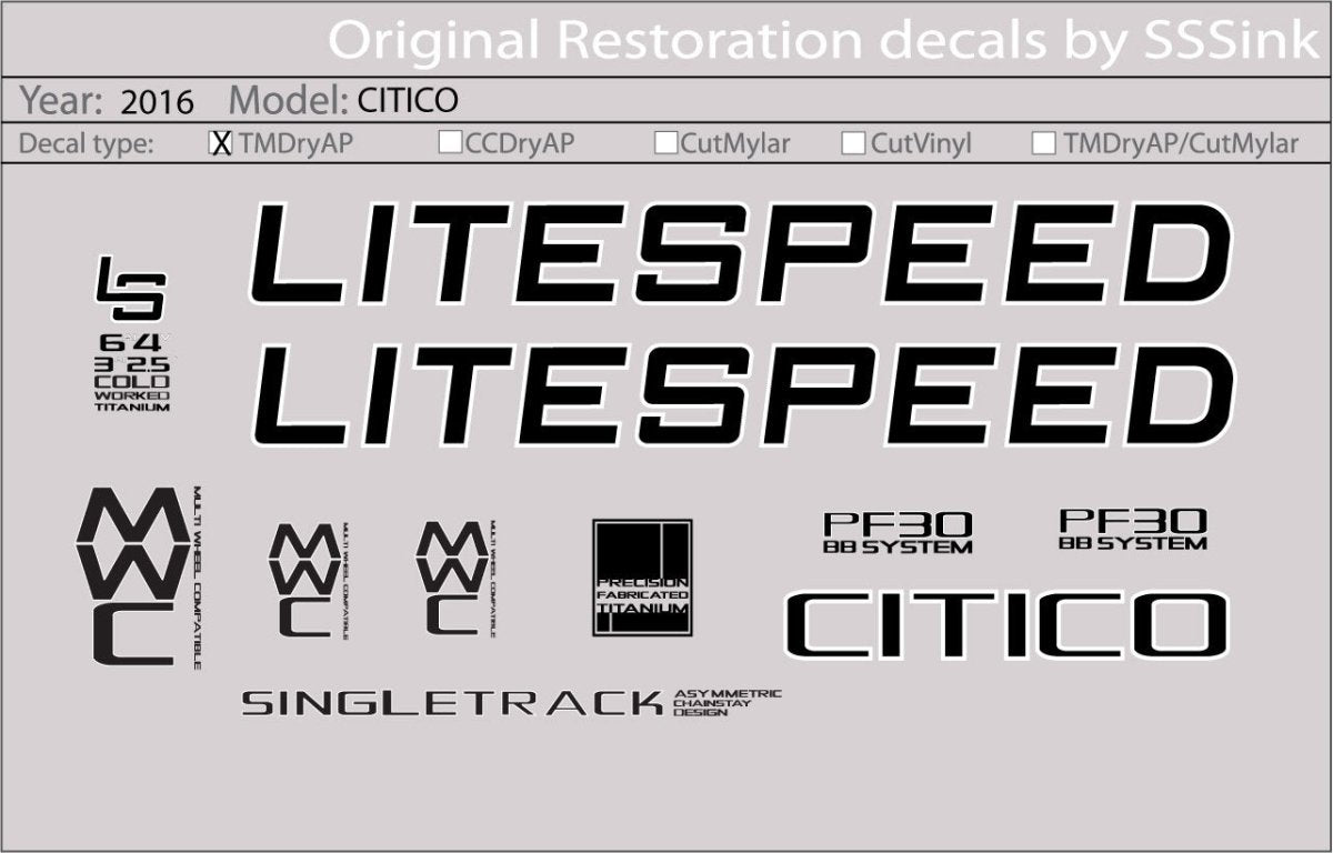 Titanium 2016 CITICO DECAL SET - Litespeed Bicycles