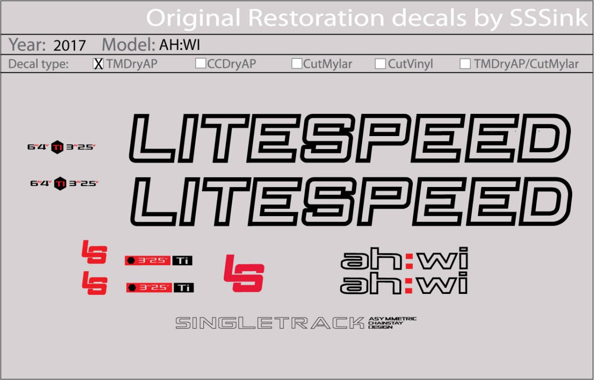 Titanium 2017 AH - WI DECAL SET - Litespeed Bicycles