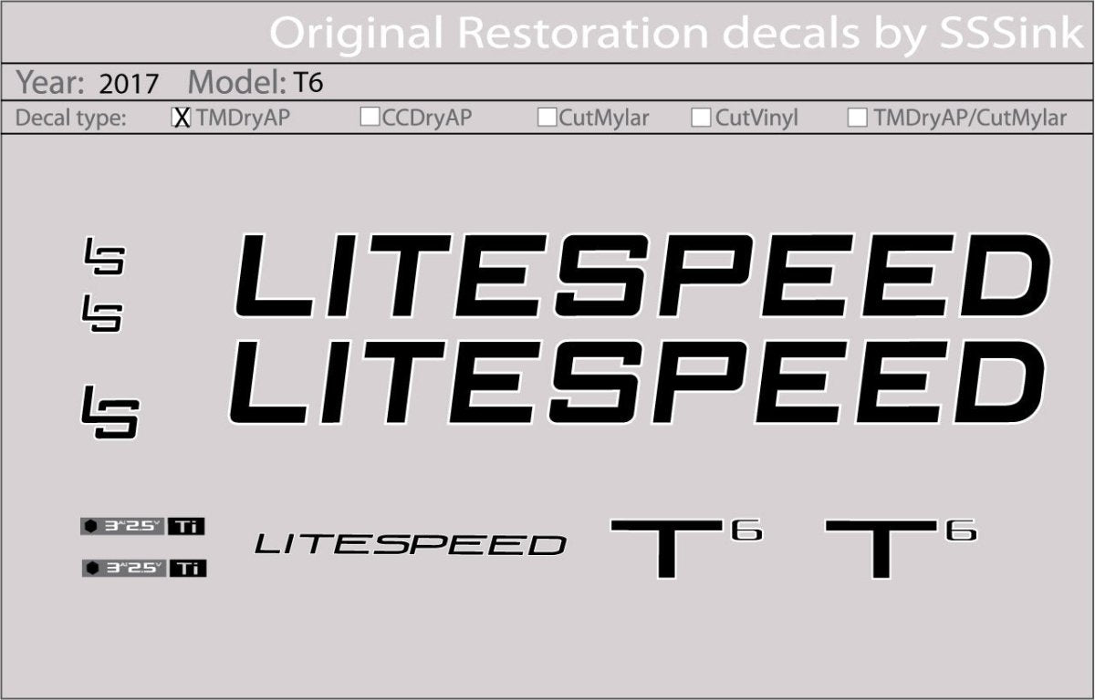 Titanium 2017 T6 DECAL SET - Litespeed Bicycles