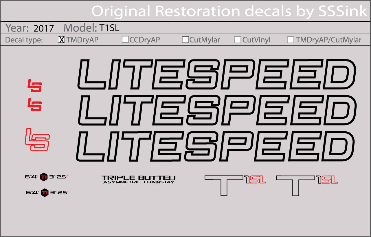 2017 T1SL DECAL SET
