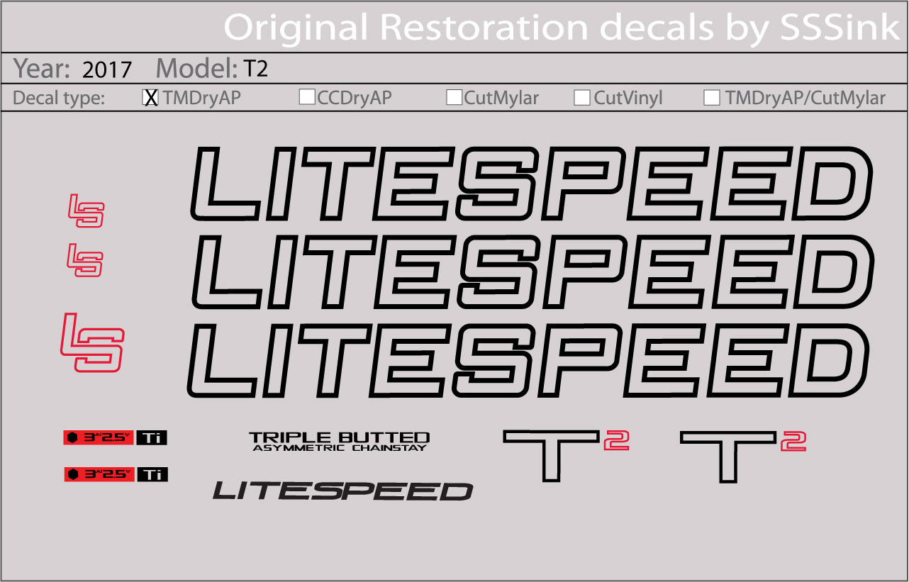 2017 T2 DECAL SET